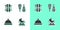 Set Skates, Ski and sticks, Winter hat and Snowshoes icon. Vector