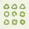 Set of sketch doodle vector recycle reuse symbol on craft paper background