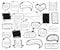 Set of sketch note bubbles for citates on white background. Templates quote with text for statements or comments.
