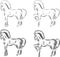 Set of sketch vector stallions