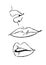 Set of sketched woman`s lips - Vector