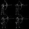 Set Sketches silhouettes attractive female and male archer bending a bow and aiming in the target