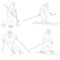 Set sketches silhouettes snowboarders on white background illustration