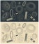 Set of sketches of various gears