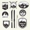 Set of skiing design elements , badges , logo