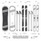 Set of skiing equipment silhouette icons.