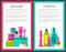 Set of Skin Care and Cosmtic Color Framed Posters