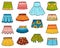 Set of skirts, color collection of cartoon clothes