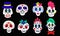 Set of skulls stickers vector design