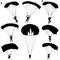 Set skydiver, silhouettes parachuting vector