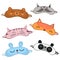 Set of sleep masks for eyes with cute animals. Eye protection wear accessories. Night accessory to healthy sleep, travel
