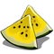 Set of slices of ripe yellow watermelon. Element of a healthy diet. Delicious and healthy tropical fruits isolated on a