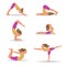 Set Of Slim Sportive Young Woman Doin Yoga