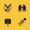 Set Slingshot, Dead fish, Target sport and Binoculars icon with long shadow. Vector