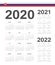 Set of Slovak 2020, 2021, 2022 year vector calendars