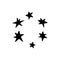 Set of small black stars isolated on white background. Vector stock illustration. Celestial concept