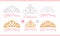 A set of small diadems. Vector design element for royal party baby, bridal shower; wedding: birthday Princess gold crown with g