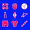 Set Smart watch, Cycling t-shirt, Bicycle chain, frame, shorts, fork, wheel and icon. Vector