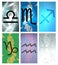 Set of smartphone backgrounds with zodiac signs, isolated, color.