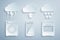 Set Smartphone, mobile phone, Cloud with snow, Washer, Oven, upload and Storm icon. Vector