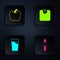 Set Smartwatch, Apple, Glass with water and Bathroom scales. Black square button. Vector