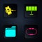 Set Smartwatch, Wireless charger, Document folder and Solar energy panel. Black square button. Vector