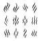 Set smell icons. Cooking steam or warm aroma smell mark, steaming vapour odour symbols.