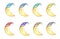 Set of Smile face crescent in different colored nightcap.