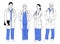 Set of smiling doctors, nurses vector isolated.