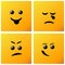 Set smiling icon on yellow background. Creative cartoon style sm