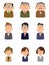 Set of smiling people working in the office, various ages, genders