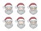 Set of smiling Santa Claus face with round glasses