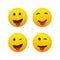 Set of Smiling and Winking Emoticons with Stuck Out Tongue - Simple Shiny Happy Emoticon Clip-Art, Isolated on White Background