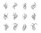 Set of smoke steam icons in silhouette design. Aroma smell signs