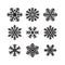 Set of snow flakes icons. Winter or frozen symbol. Christmas or New year decoration. Black and white vector snowflakes