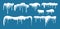 Set of snow icicles isolated on a blue background. Cartoon winter style, design and decoration