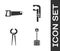 Set Snow shovel, Hand saw, Pincers and pliers and Clamp tool icon. Vector