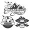 Set of snowboarding emblems, labels and designed elements.