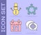 Set Snowflake with speech bubble, Christmas snowman, Calendar and Snowflake icon. Vector