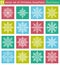 Set with snowflakes line stile over color backgrounds, vector