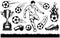 Set of soccer elements and players