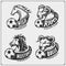 Set of soccer emblems, badges, logos and labels with bull, horse and ram. Print design for t-shirts.