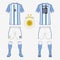 Set of soccer jersey or football kit template for Argentina national football team.