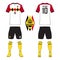 Set of soccer jersey or football kit template for Belgium national football team. Front and back view soccer uniform. Sport shirt