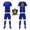 Set of soccer jersey or football kit template for Thailand national football team.