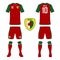 Set of soccer jersey or football kit template for Wales national football team.