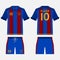 Set of soccer kit or football jersey template for football club. Front and back view. Football uniform in paper cut style.