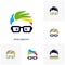 Set of Social Geek Color Logo Concept Vector. Colorful Geek Logo Template - Vector