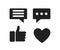 Set of social media icon. Web communication icons isolated. Mail thub up heart website account internet icon