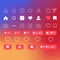 Set of social media icons inspired by Instagram: like, follower, comment, home, camera, user, search. Vector illustration with whi